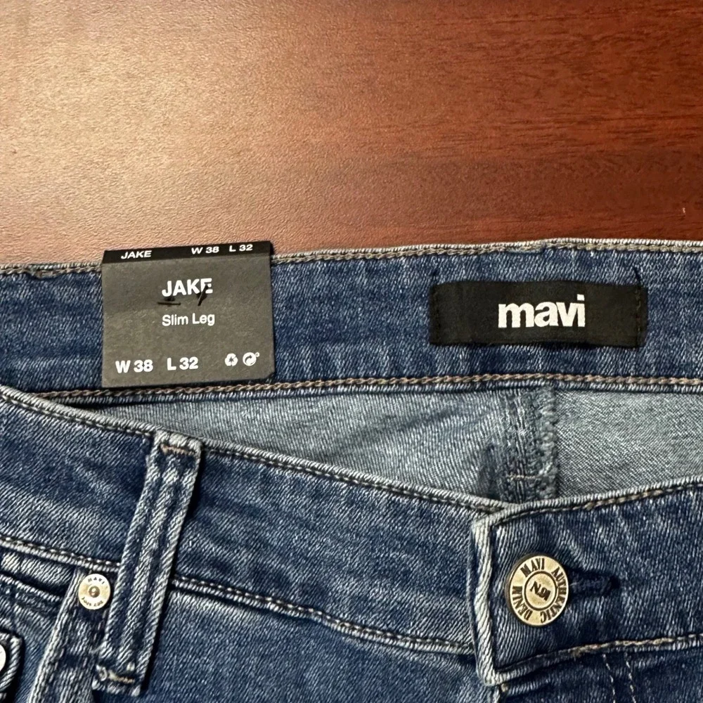 Mavi Jake Slim Leg Jeans Mens 38x32 Mid Indigo Brushed Springfield‎ NWT - Picture 5 of 8